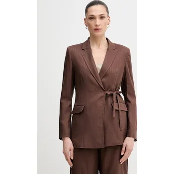 Dámské sako Sako s příměsí lnu Hoss Intropia 5473152 hnědá 89X, vel. L
