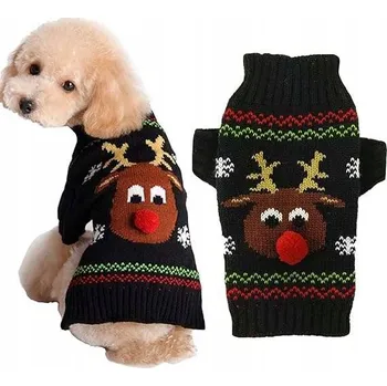 Obleček pro psa Svetr pro psa, ozdobný vánoční obleček s motivem soba, velikost S