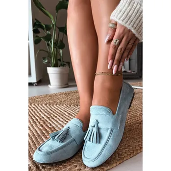 Dámské mokasíny Dámské mokasíny s plochou podrážkou a třásněmi, modré Marilisse 36