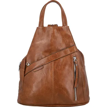 Trendy dámský koženkový batoh Beata, hnědý