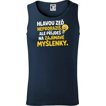 Hlavou zeď neproražíš - Tílko pánské Core - XL ( Námořní modrá (téměř černá) )