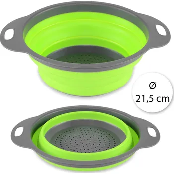 Cedník a síto Royal Kitchen TFY JM-706 Skládací silikonový cedník, 21,5 cm, zelená