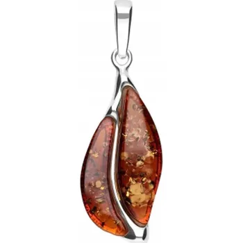 Přívěsek Elegantní Stříbrný Přívěsek s Baltským Jantarem na Řetízek