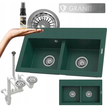 Granitový dřez Dvoukomorový granitový dřez Granitan DUET, zlatá barva