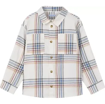 Chlapecká košile Chlapecká károvaná košile dlouhý rukáv Mayoral 4128-35 béžová velikost 140