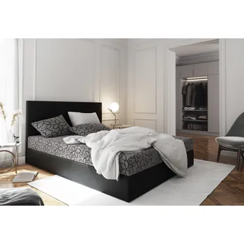 Postel Čalouněná postel boxspring ELONA Barva: flowers 83/sioux černá, Rozměr: 140x200