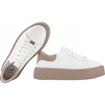 Dámské polobotky FILIPPO DP6119 DÁMSKÉ POLOBOTKY SNEAKERS NA PLATFORMĚ KOŽENÉ bílé 38