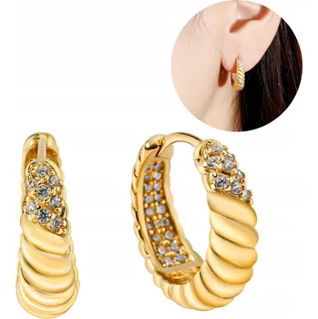 Náušnice Zlaté dámské náušnice kruhy se zirkony stříbro 925