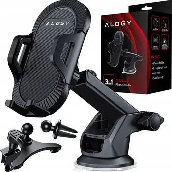 Držák do auta na telefon 3v1 Alogy – na sklo, do mřížky ventilace, na palubní desku