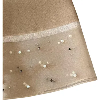 Dámské oblečení KAMEA dámská šála 190x75 béžová hedvábná polyester s perličkami elegantní