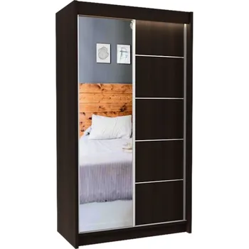Šatní skříň Skříň s posuvnými dveřmi a zrcadlem ELVIRA Barva: wenge, Rozměr: 120x216x61