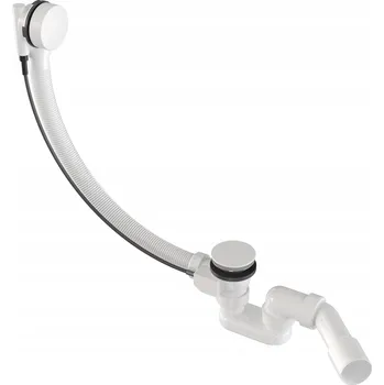 Sifon Automatický vanový sifon bílý pro vanu koupelnový s ovládáním zátky
