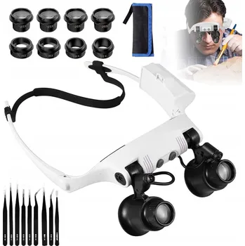 Lupa LUPA BRÝLE PRECIZNÍ ČELOVÁ SE SVĚTLEM A 4 SADAMI OPTICKÝCH SKEL