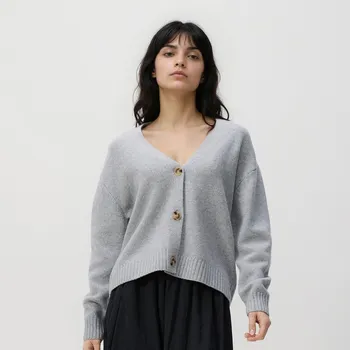 Dámský svetr Reserved - Vlněný kardigan - světle šedá - 244HI-09M - 244HI-09M-M