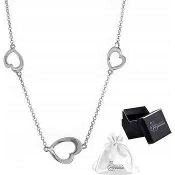 Náhrdelník Stříbrný náhrdelník 925 Elegantní Rhodiovaná Kolie Celebrity SRDCE Pro Ni