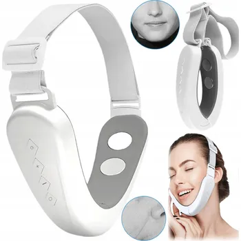 Masážní přístroj MASÁŽNÍ PŘÍSTROJ NA OBLIČEJ V-TVAR 6 REŽIMŮ STIMULACE OBLIČEJOVÝCH SVALŮ BÍLÝ