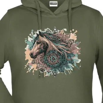 Dámská mikina Mikina Koně | Mikina s koněm ve tvaru mandaly