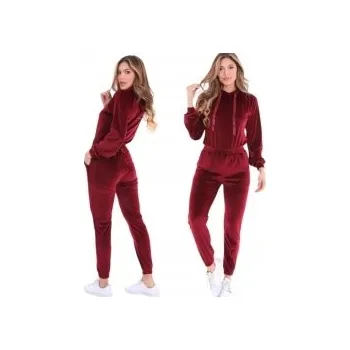 Dámské oblečení POHODLNÁ TEPLÁKOVÁ SOUPRAVA TEPLÁKOVÁ SOUPRAVA TEPLÁKOVKA PRO ŽENY, MÓDNÍ, VÍNOVÁ, VELKÁ VELIKOST XXL