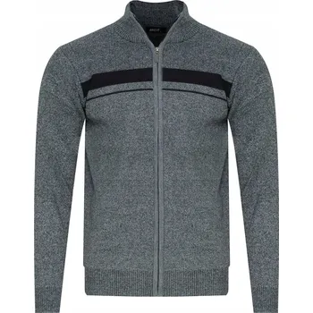 Pánský svetr PÁNSKÝ SVETR NA ZIP - S8162 JASNOSZARY bavlněný rolák klasického střihu