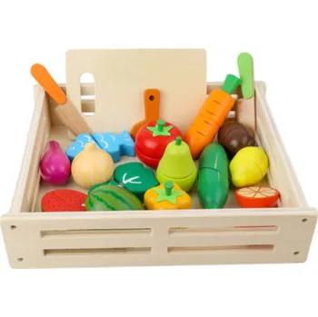 Dřevěná hračka HračkyZaDobréKačky Dřevěné ovoce a zelenina v bedýnce