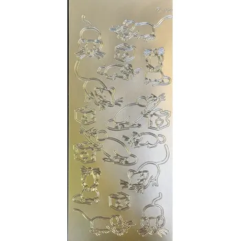 samolepka Obrysové samolepky 5ks, 10x23 cm - myši, stříbrné