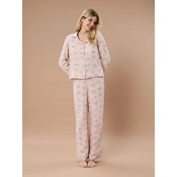 Dámské pyžamo Sinsay - Mušelínové pyžamo s límečkem a potiskem psů - pastelová růžová - 400HV-03X - 400HV-03X-L