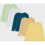 Sinsay - Trička s dlouhým rukávem a volným střihem, 5 pack - bílá - 854HR-00X - 854HR-00X-110