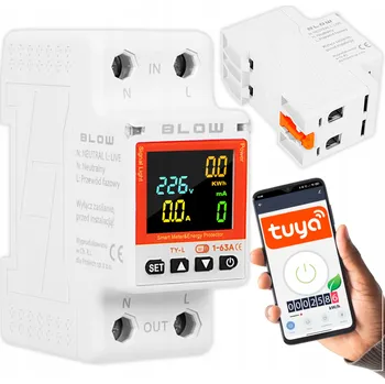 Měřič spotřeby energie Blow WiFi 63A na DIN lištu napájení ze sítě
