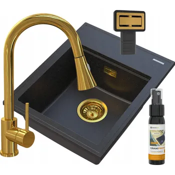 Granitový dřez Jednokomorový granitový dřez Granitan ALOR, černý