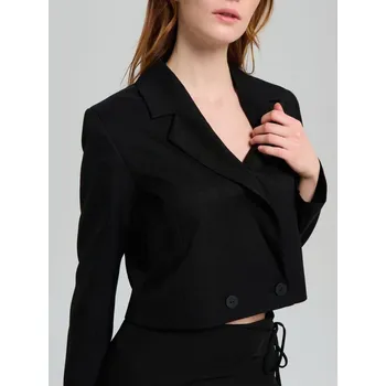 Dámské sako Sinsay - Krátké dvouřadé sako - černá - 326IU-99X - 326IU-99X-XXL