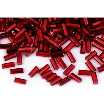 Dětské navlékací korálky Rokajl Preciosa hladké tyčky 4,5 mm, malé, 97090 červená tmavá