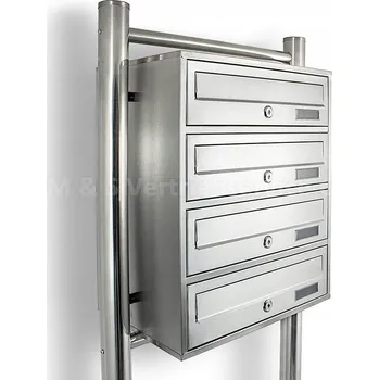 Poštovní schránka Poštovní schránka pro nájemníky z nerezové oceli se 4 vhozy