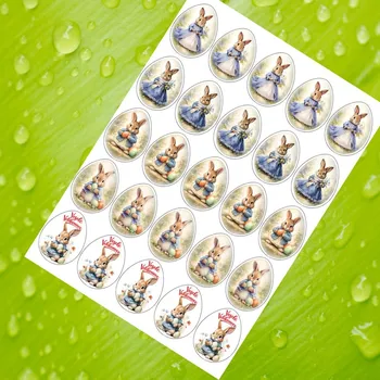 Přisada na vaření a pečení Cukrárna VeHa – Fondánový list – Kreslený zajíček s nápisem Veselé Velikonoce – jedlá dekorace, vajíčka 5 cm (25 ks)