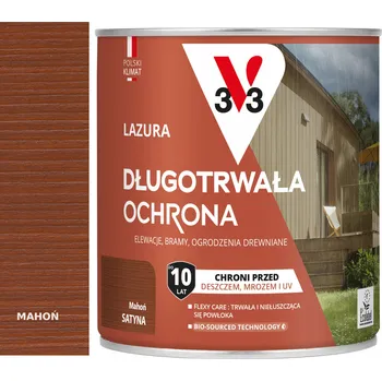 Lak na dřevo V33 Lazura s dlouhodobou ochranou 10 let Mahagon satén 0,75l
