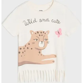 Dívčí oblečení Sinsay - Tričko s krátkým rukávem - béžová - 198EM-02X - 198EM-02X-104