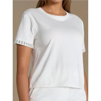 Sinsay - Tričko s ozdobnými rukávy - krémová - 471DO-01X - 471DO-01X-XXS