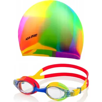 Plavecké brýle Dětské plavecké brýle Aqua-sport SET RAINBOW plavecký set brýle + čepice