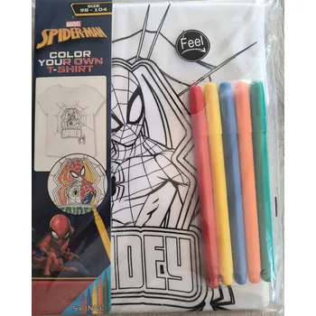 kreativní sada Tričko k vybarvení Spider-Man 98-104 + fixy na textil