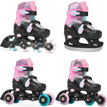RAVEN Kolečkové brusle 4v1 Raven Loret Glitter svítící kola LED 30/33 RŮŽOVÁ|ZELENÁ|ČERNÁ