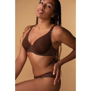 Dámské spodní prádlo Podprsenka bardotka, balkonetka hnědá velikost 80C