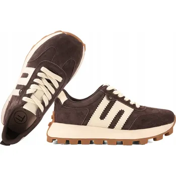 Dámské polobotky FILIPPO DP6743 SPORTOVNÍ POLOBOTKY SNEAKERS NA PLATFORMĚ KOŽENÉ hnědé 37