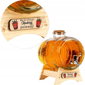 Skleněný soudek s kohoutkem 3L, demižon, karafa na whisky s potiskem