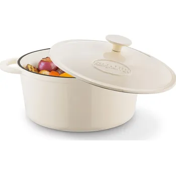 Pánev Emailtovaná litinová pánev s poklicí KONIGHOFFER krémová 5 l