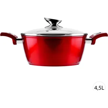 Hrnec na indukci s poklicí 4,5L, granitový Metal Red, Perfect Home 10397