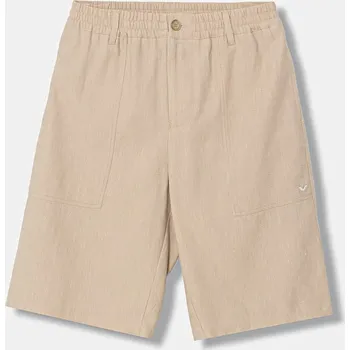 Chlapecké kraťasy Dětské šortky s přídavkem lnu Emporio Armani EB001063.AF20957 béžová 80X, vel. 128