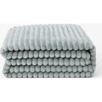 Přehoz na lůžko DEKA PŘEHOZ NA POSTEL VELKÁ 200x220CM PROŠÍVANÝ VZOR PRUHY SVĚTLE ŠEDÁ