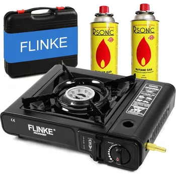 Turistický vařič Flinke 8206 Plynový vařič v kufříku + 2 kartuše
