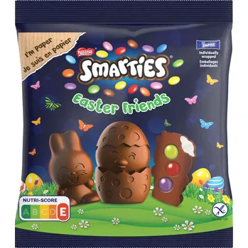Čokoláda Smarties Velikonoční kamarádi mléčné čokoládové figurky s krémem a lentilkami 8×8,1 g 65 g - originál z Německa