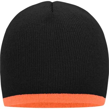 Čepice Daiber | MB 7584 onesize black/orange Pletená čepice s kontrastním lemem