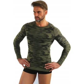 Pánské tričko Pánské termoaktivní tričko s dlouhým rukávem, vojenský styl maskáčový khaki, velikost XL